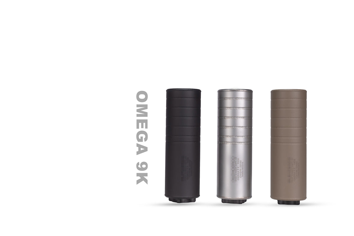 BCSWステンレス製リアル溶接仕上げOmega9タイプ 9mmダミーサプレッサー BCSW】SilencerCO omega 9K タイプ 9mm ダミーサイレンサーFDE