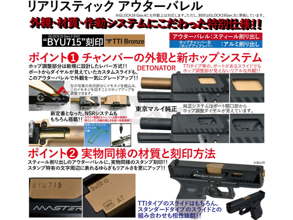 DETONATOR】東京マルイGLOCK19 GEN3/4用 GLOCK 19 Gen3 Stamp Marking