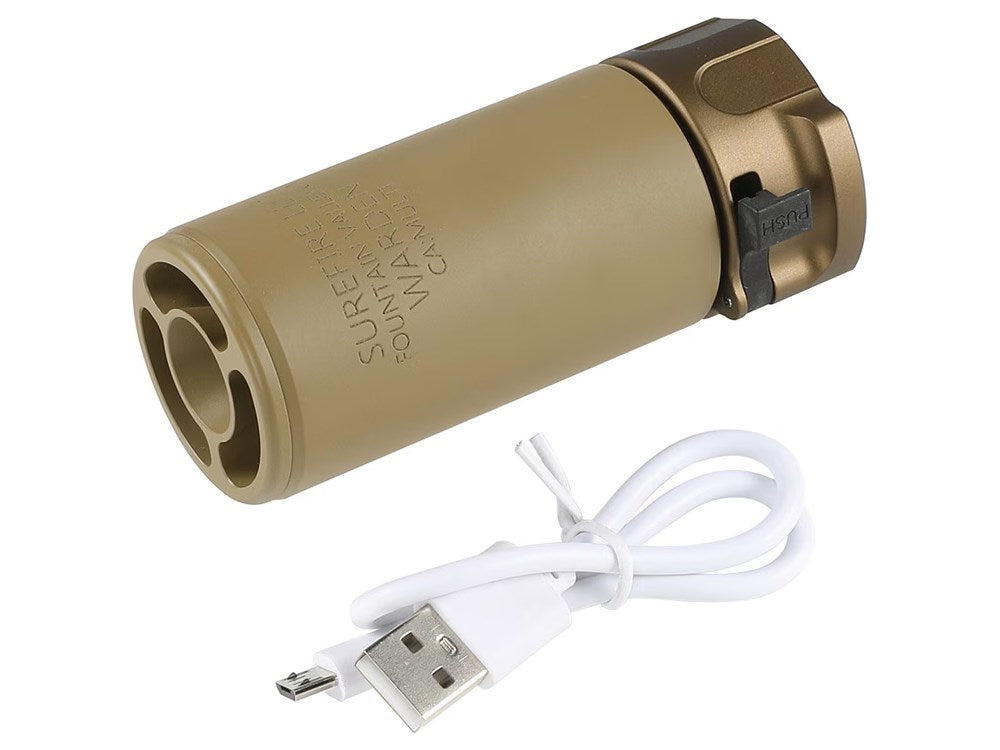 [5KU] SF Warden Type Silencer (14mm CCW Thread/Built-in Muzzle Flash Tracer Unit) Tan 