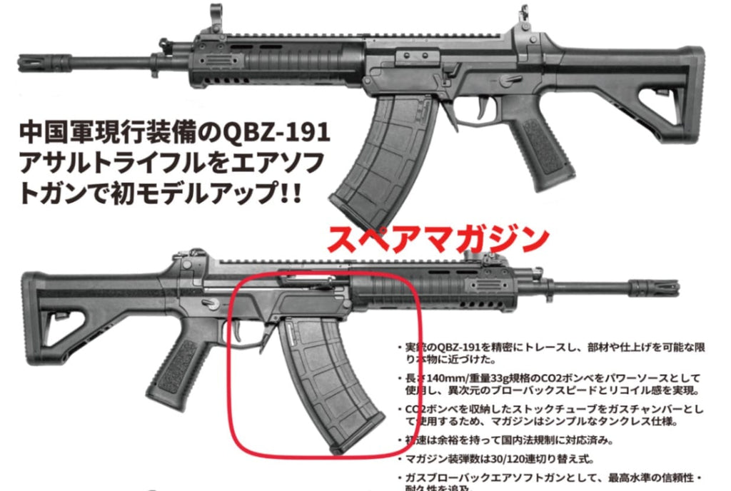E&L】QBZ-191/T191 CO2ガスブローバック用 30/120連切り替え式 スペア