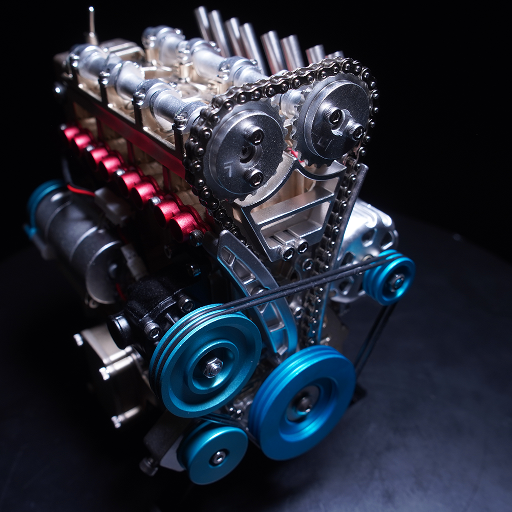 【Fluke Forest】動く組み立て式エンジン模型/4気筒DOHCエンジン