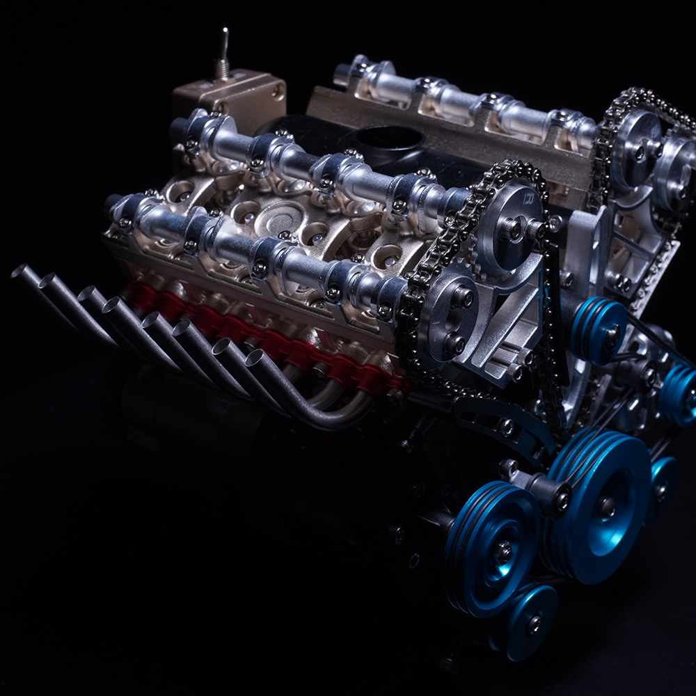 【Fluke Forest】動く組み立て式エンジン模型/V8DOHCエンジン