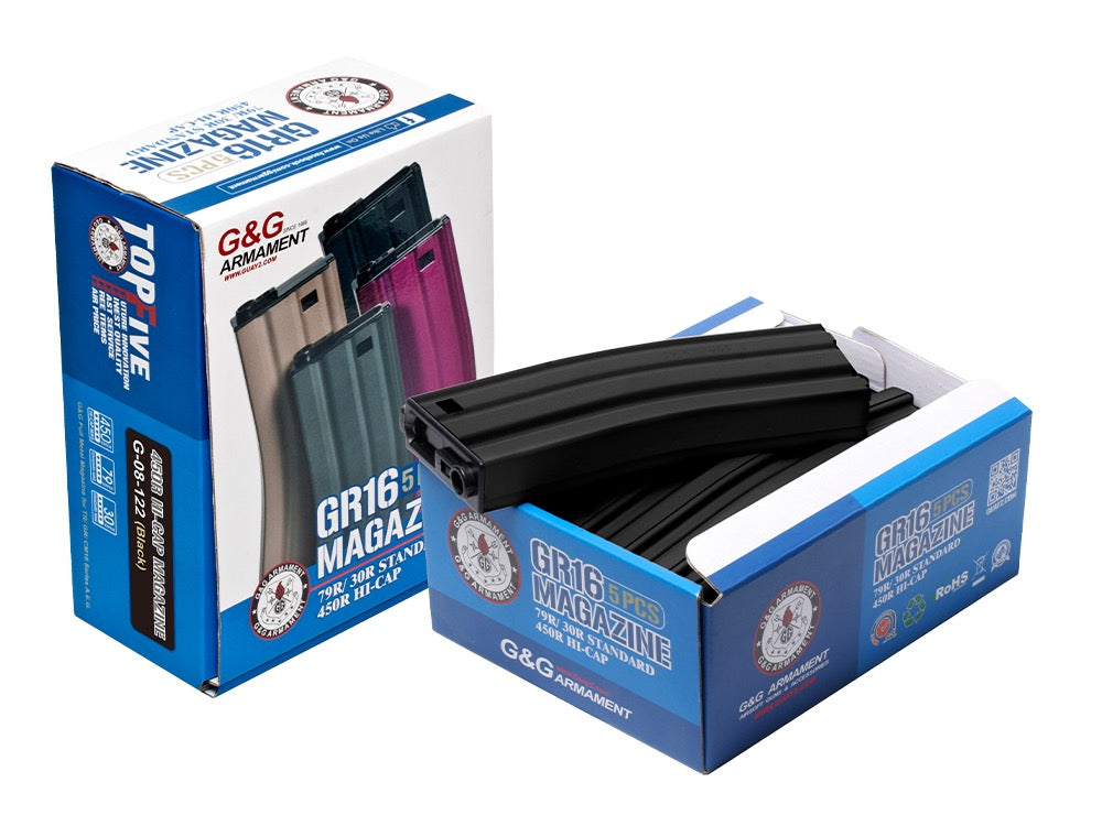 【G&G】450R Standard Magazine for GR16 Black 5pcs/pack G-08-122