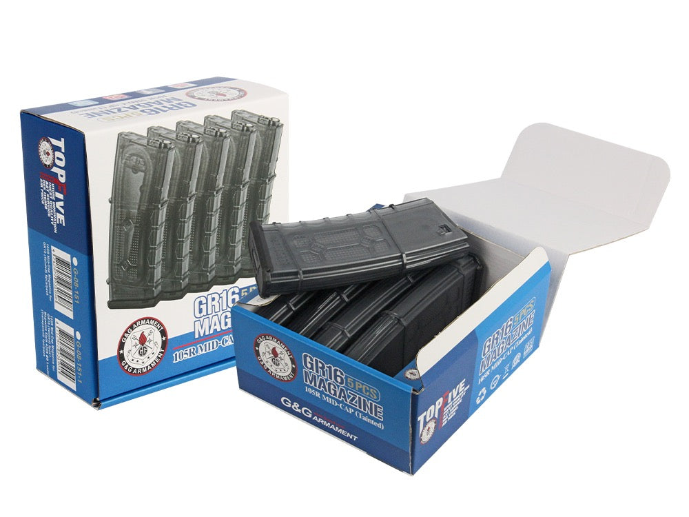 【G&G】105R Mid-Cap Magazine for GR16 Tinted 5pcs/pack G-08-151