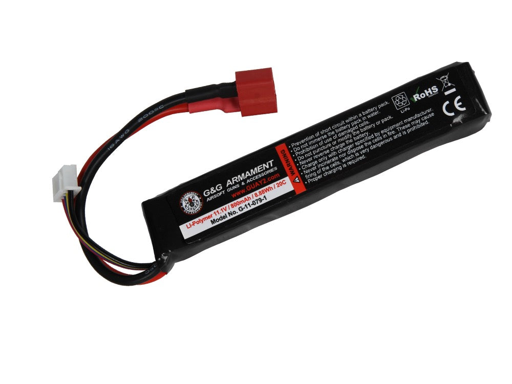 【G&G】11.1V 950mAh Li-Po battery For M4/M16 Stock Tube - Dean connector