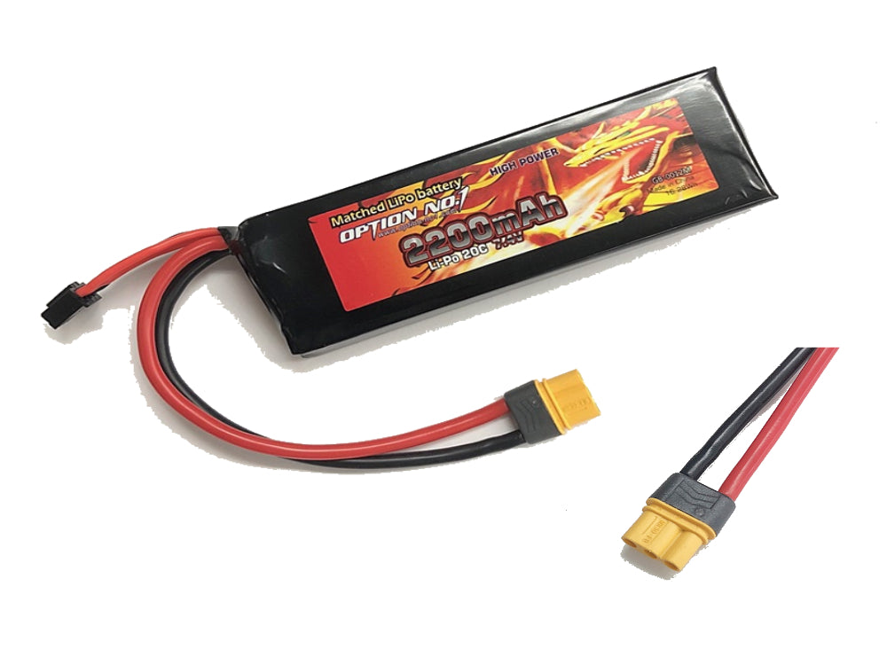 [OPTION No.1] GB-0044M HIGH POWER LiPo 7.4V 2200mAh/20C LiPo Battery for AEGs / Compatible with Marui LiPo Connectors