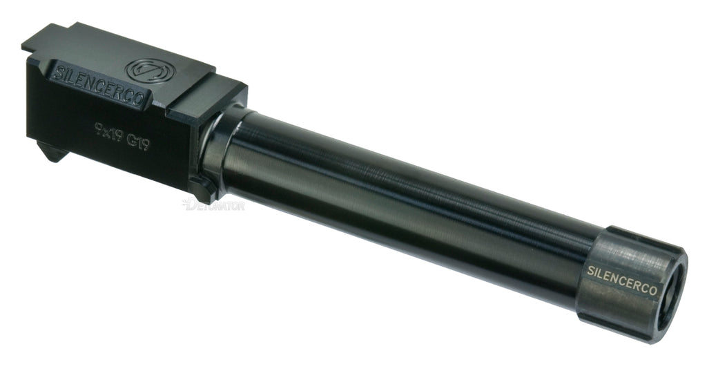 【DETONATOR】東京マルイGLOCK19 GEN3/4用　SilencerCoタイプ サイレンサー対応 アルミアウターバレル＆ ネジカバーセット-Black 14mm正ネジ