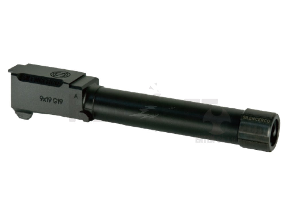 【DETONATOR】東京マルイGLOCK19 GEN3/4用　SilencerCoタイプ サイレンサー対応 アルミアウターバレル＆ ネジカバーセット-Black 14mm逆ネジ