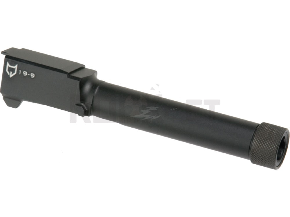 【DETONATOR】東京マルイGLOCK19 GEN3/4用　Alpha Wolfタイプ サイレンサー対応 アルミアウターバレル＆ ネジカバーセット-Black 14mm逆ネジ