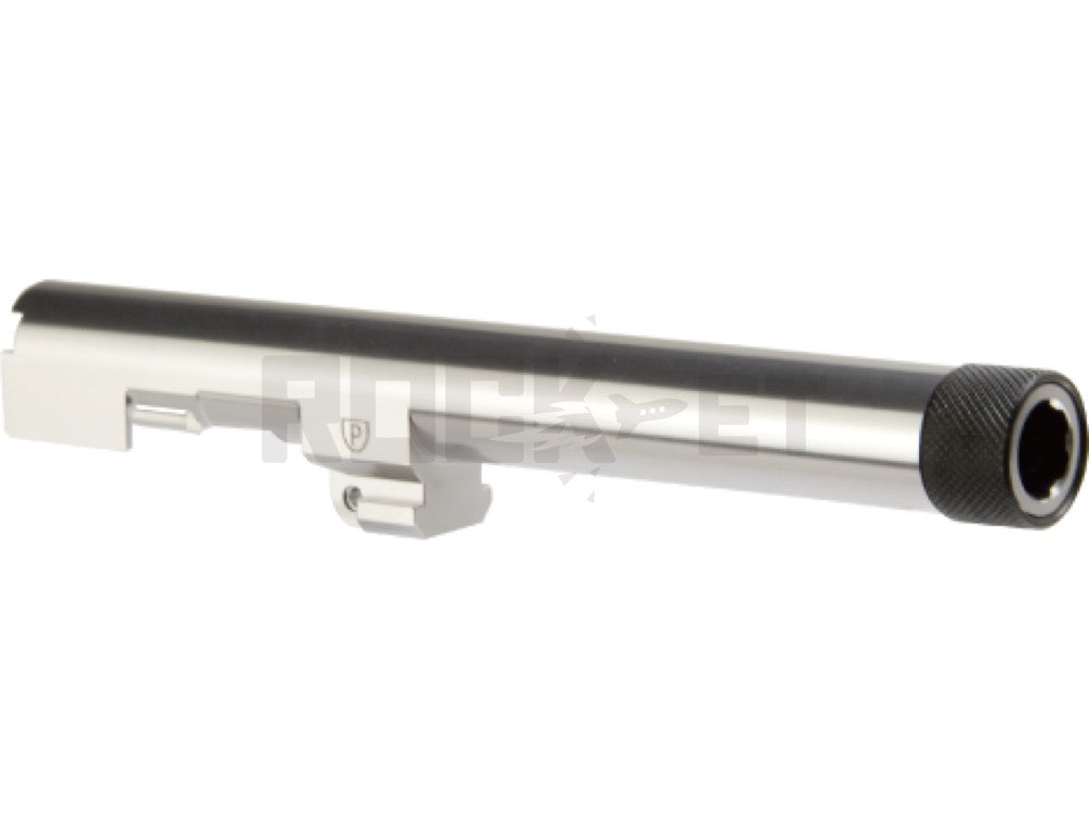 【DETONATOR】東京マルイM9A1用　Bretta92 Factory タイプ サイレンサー対応 アルミアウターバレル＆ ネジカバーセット-Silver 14mm逆ネジ