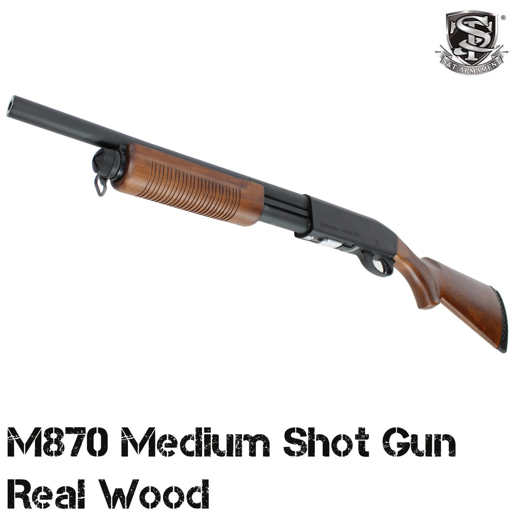 【S&T】M870 ミディアム リアルウッド エアーコッキングショットガン Remington刻印モデル