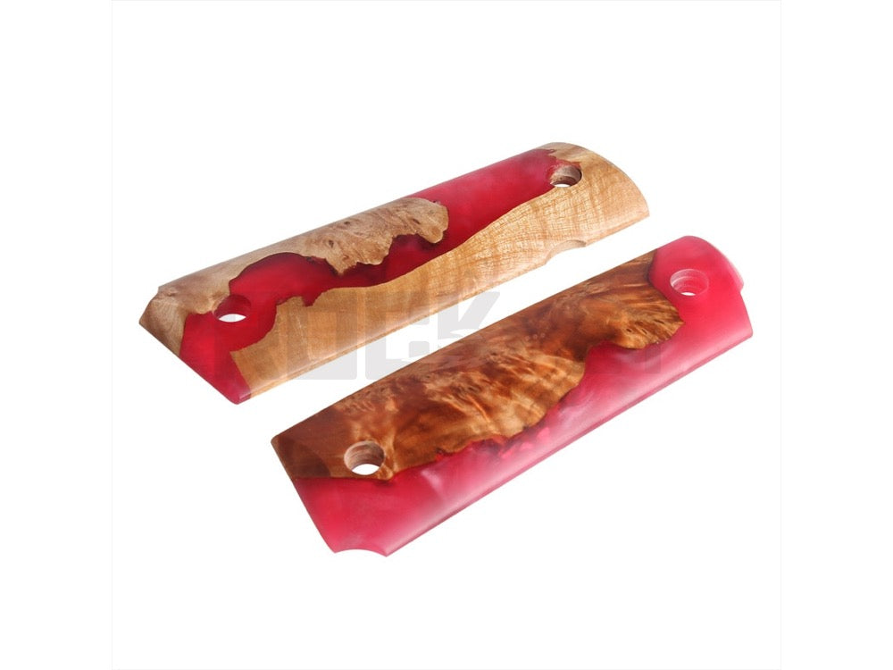 【5KU】M1911 Stabilized Wood グリップパネル Red Resin