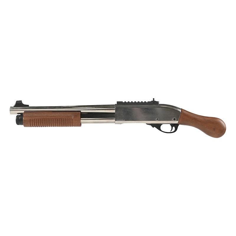 Golden Eagle M870 Gas Shotgun Breacher Silver/Real Wood