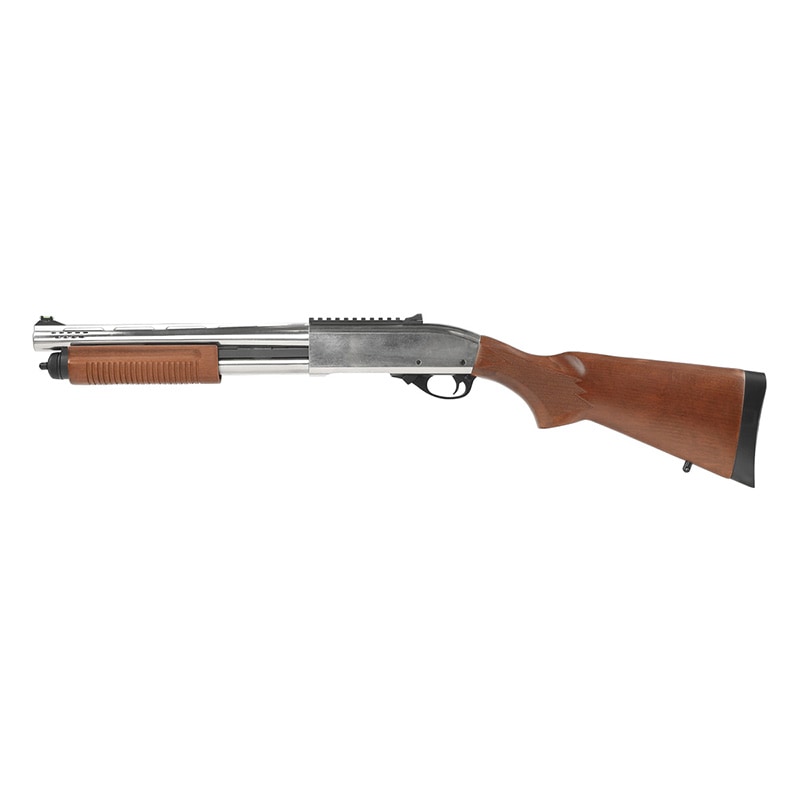 Golden Eagle M870 Gas Shotgun Short Model Silver/Real Wood