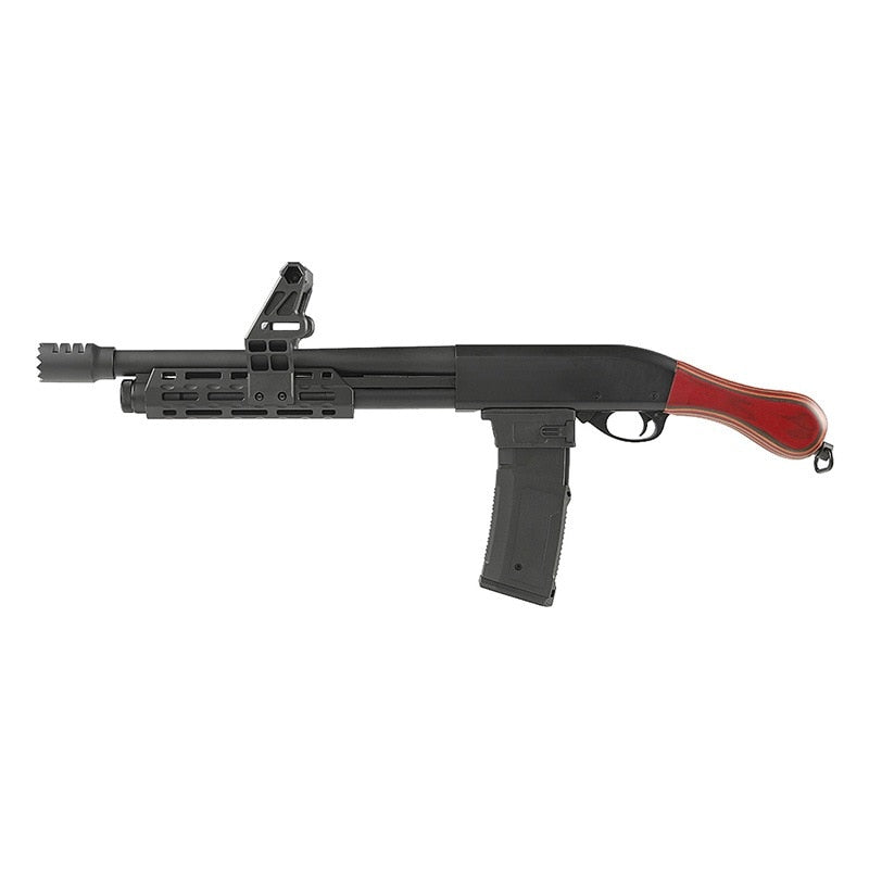 Golden Eagle M870 Modified Ravager ATP Series Gas Shotgun Breacher, Black/Real Wood 