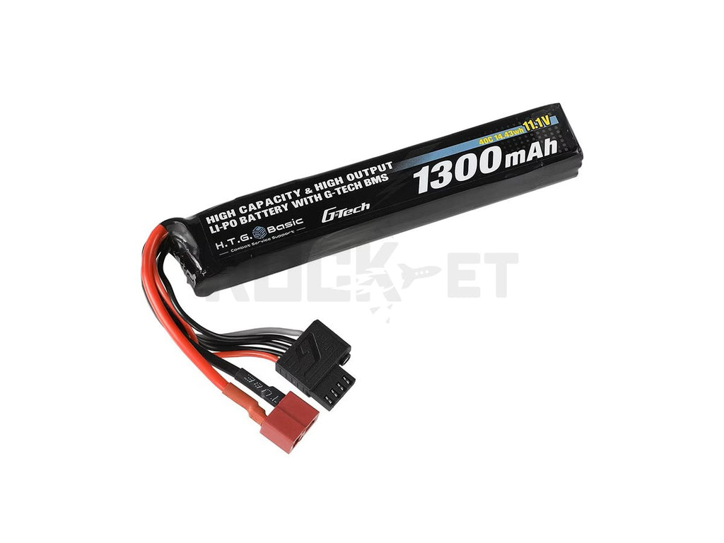 【HTG】LiPo Battery for Airsoft Gun 11.1V 1300mAh 40C Stick Type Deans Compatible Connector (T-Type) [HighCapacity/HighOutput]