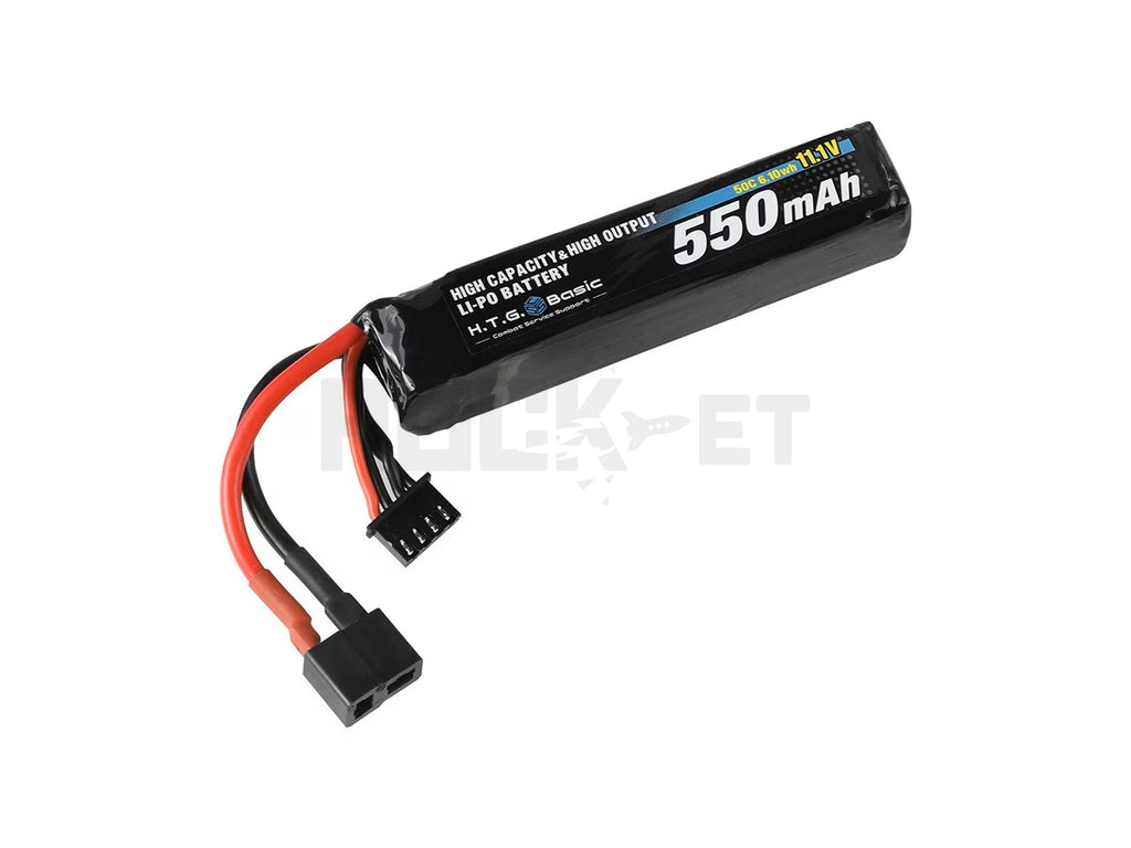 【HTG】リポバッテリー 電動ガン用 11.1V 550mAh 50C マイクロスティックType ディーンズ互換コネクター(T型) [HighCapacity/HighOutput]