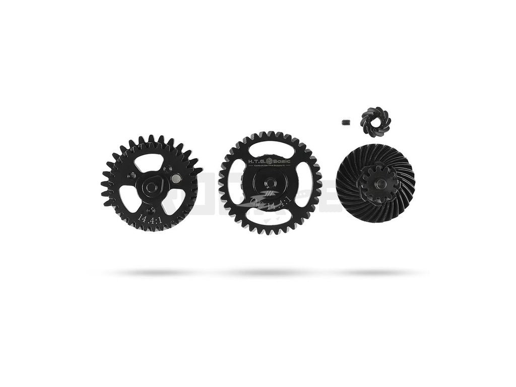 [HTG] Spiral Helical Steel Gear Set 14.4:1 "Gen Gear" for Airsoft Electric Guns - CNC Machined Single Sector Gear (SSG)
