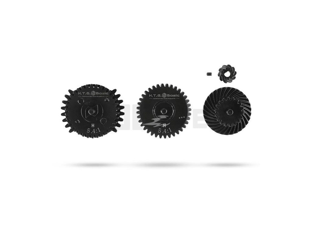 【HTG】Spiral Helical Steel Gear Set 5.4:1 "Gen Gear" for Airsoft Electric Guns - CNC Machined Dual Sector Gear DSG Gear