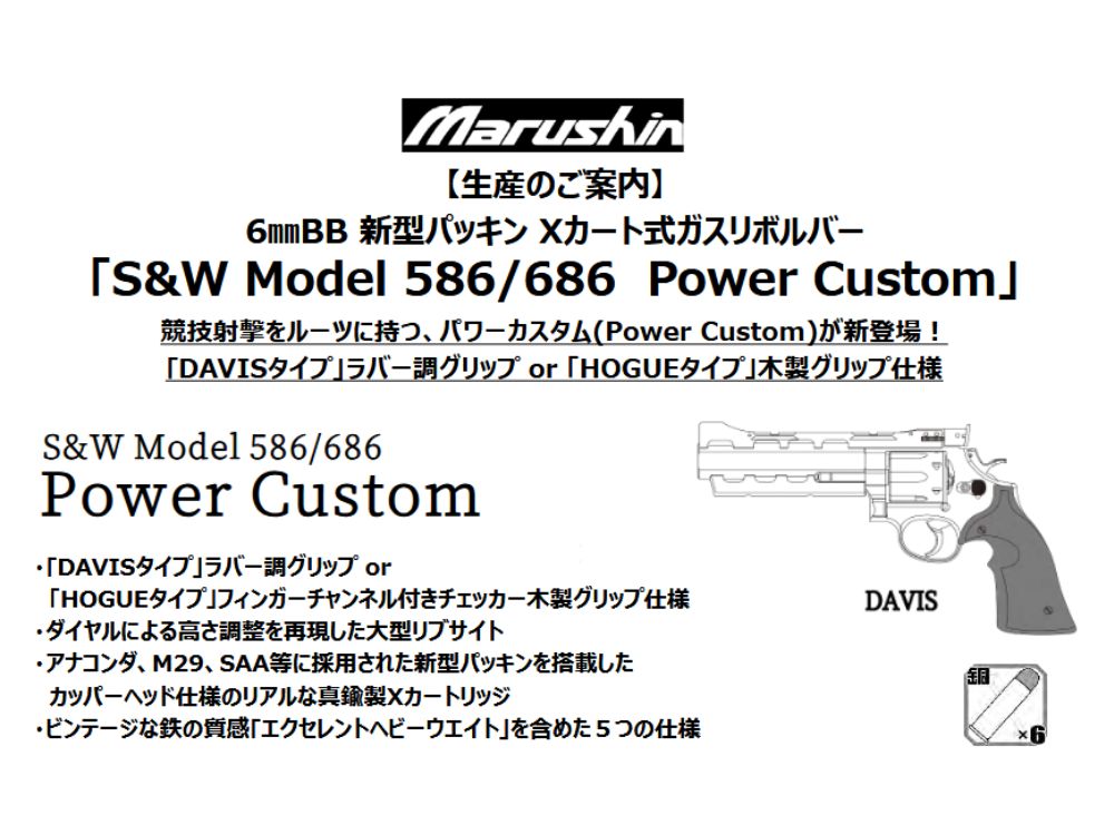マルシン】S&W M586/686 Power Custom DAVISラバー調グリップ 6mmBB