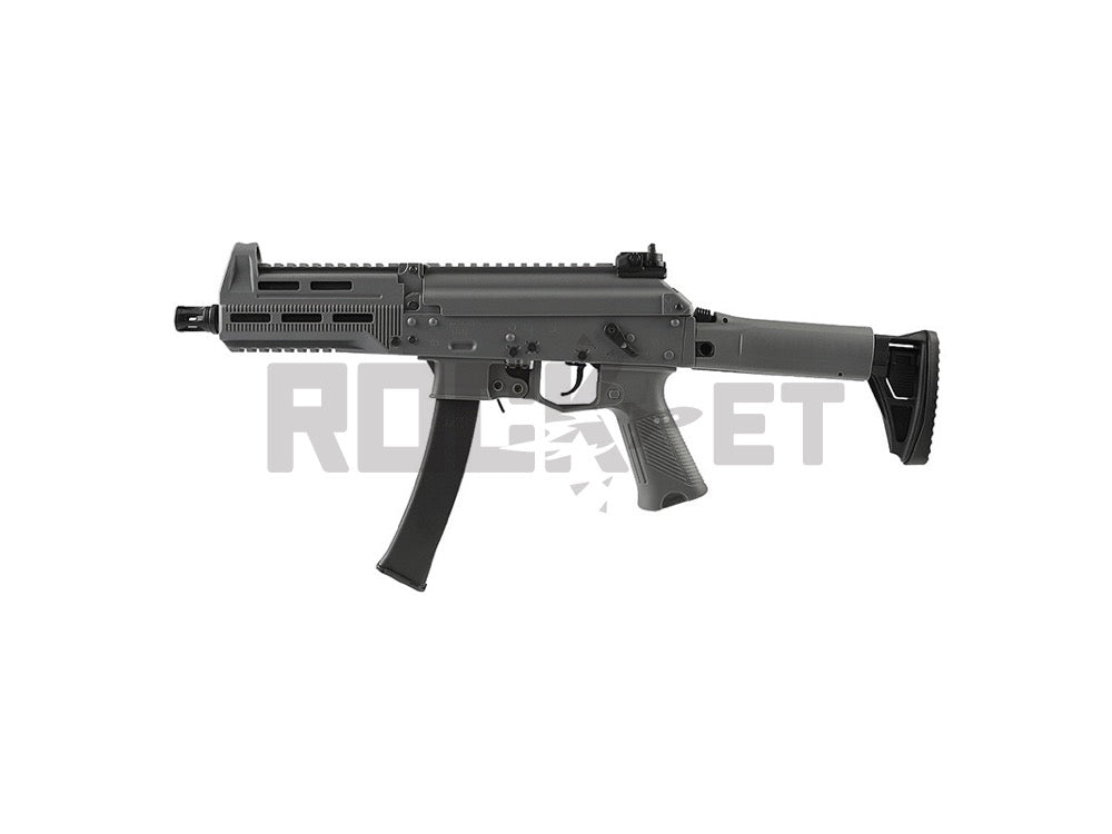 【WELL PRO】PPK20 Grey Airsoft AEG 18+ Assault Rifle (with Hard Gun Case, Legal Muzzle Velocity Compliant /New Ver. Electronic Trigger and Pre-cocking Function)