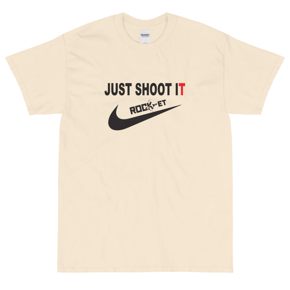 【受注生産】 ROCK-et x ksym.dsnLab "Shoot It" ブラックプリント 半袖ユニセックスTシャツ