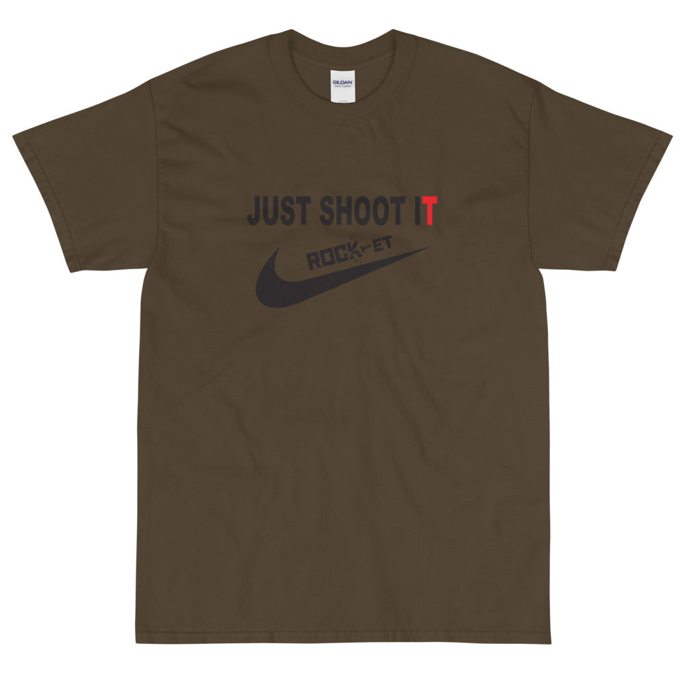 【受注生産】 ROCK-et x ksym.dsnLab "Shoot It" ブラックプリント 半袖ユニセックスTシャツ