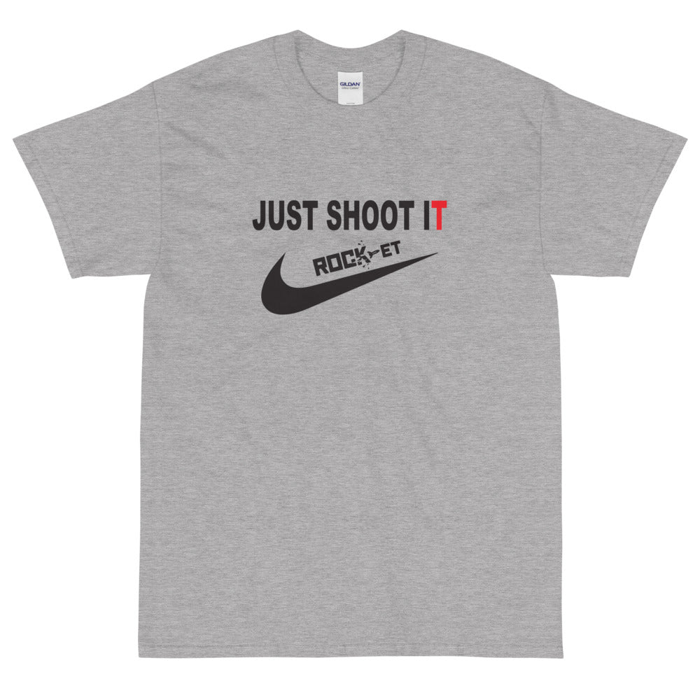 【受注生産】 ROCK-et x ksym.dsnLab "Shoot It" ブラックプリント 半袖ユニセックスTシャツ
