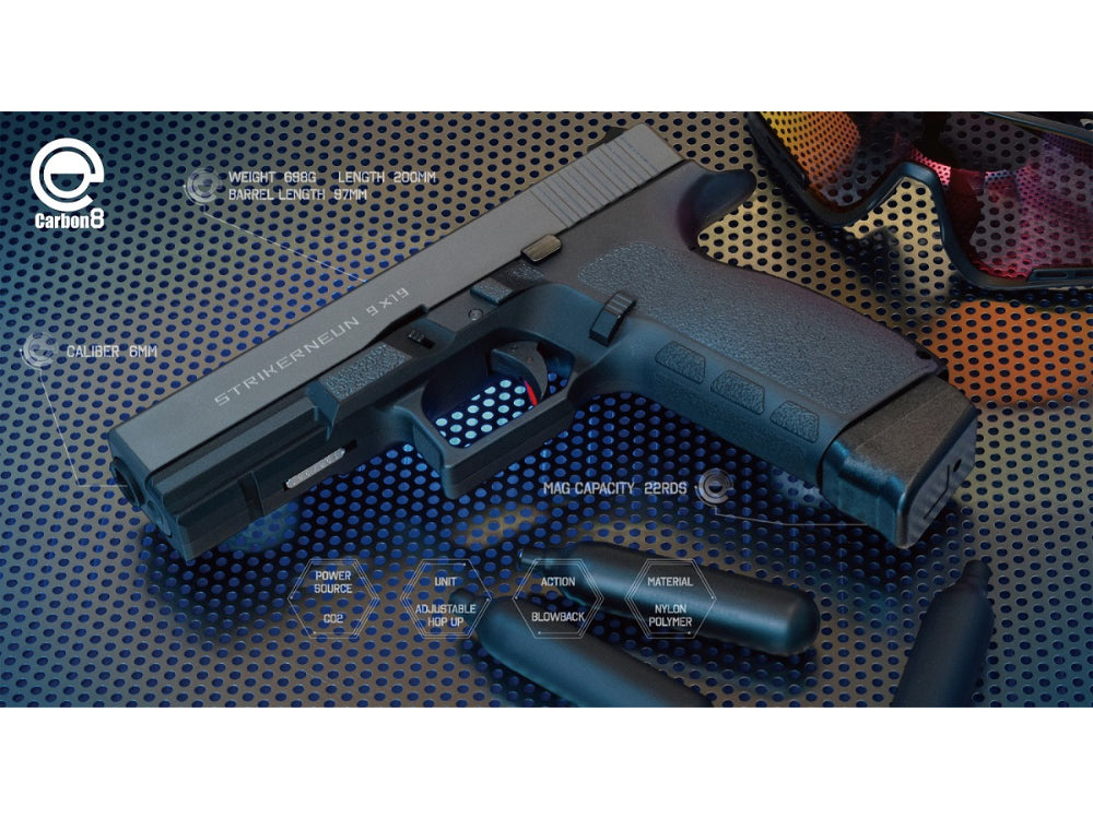 普及型CARBON8(カーボネイト)製 STRIKER-9 CO2 ブローバック (グロック　ガスガン　ガスブローバック ガスブローバックハンドガン ガスガン